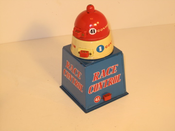 9 INCH TINPLATE TETHER RACE SET CONTROL TOWER.2 UPPER RINGS TURN SEPERATLY FOR EACH CAR