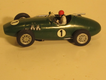 1/24TH SCALE MERIT BODY CONNAUGHT TYPE B GP WITH EARLY MRRC GUIDE & TINPLATE SCALEXTRIC MOTOR.