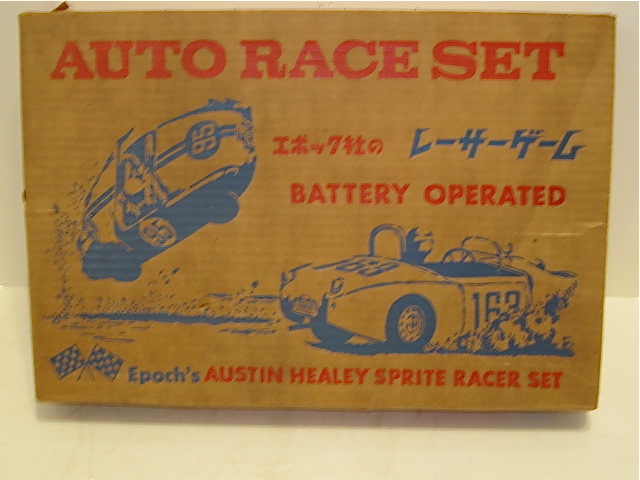 1/32ND SCALE 1961 SET WITH 2 AUSTIN HEALEY SPRITES  AND METAL TRACK. MIB VERY RARE