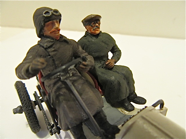 Closeup of Camille Jenatzy driver of the 1903 Mercedes & his mechanic in the Gordon Bennett Cup