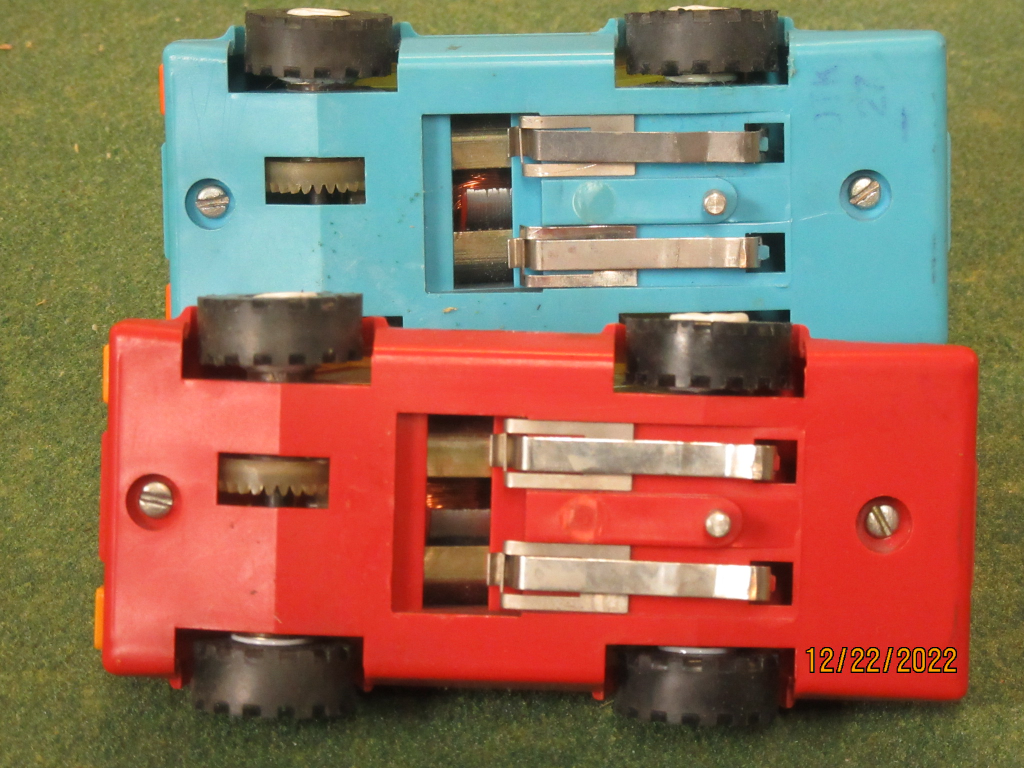 UNDERSIDES OF THE SOVIET ERS 1/43RD SCALE SLOT CARS. RARE