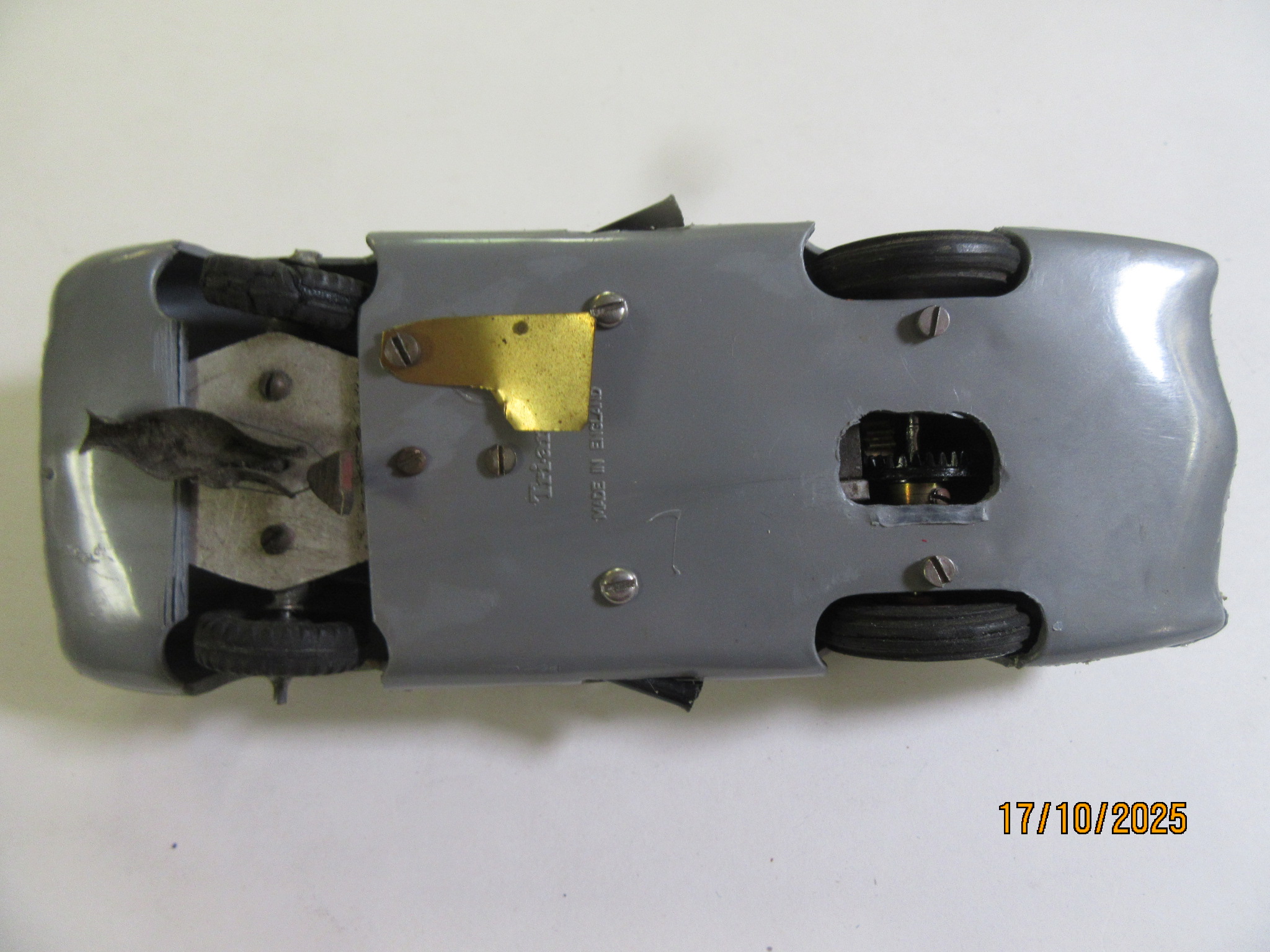 UNDERSIDE OF THE 1/24TH SCALE MERCEDES SILVER ARROW. RAIL CAR