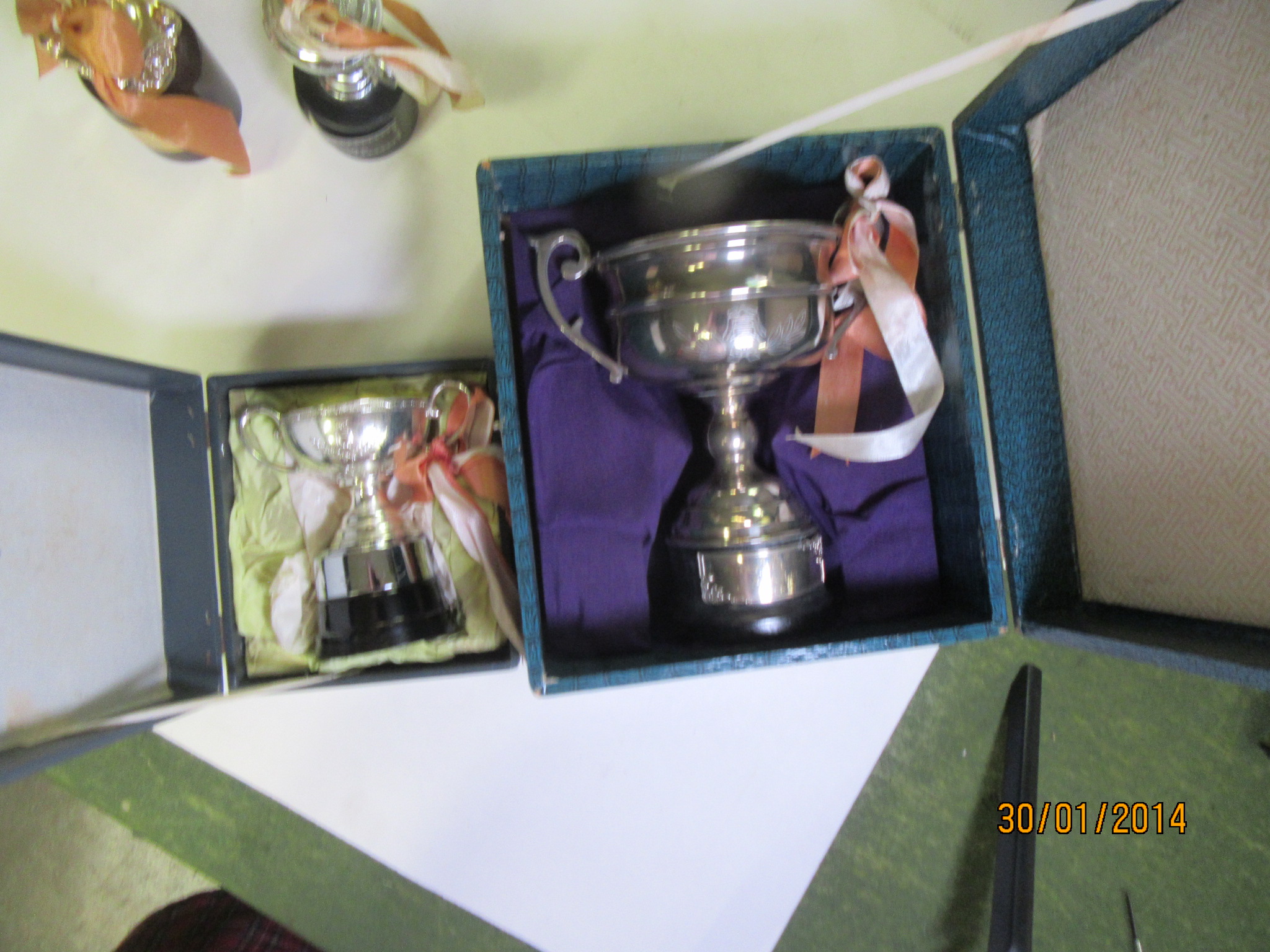 BOXED LARGE & SMALL JAPANESE TROPHIES. RARE