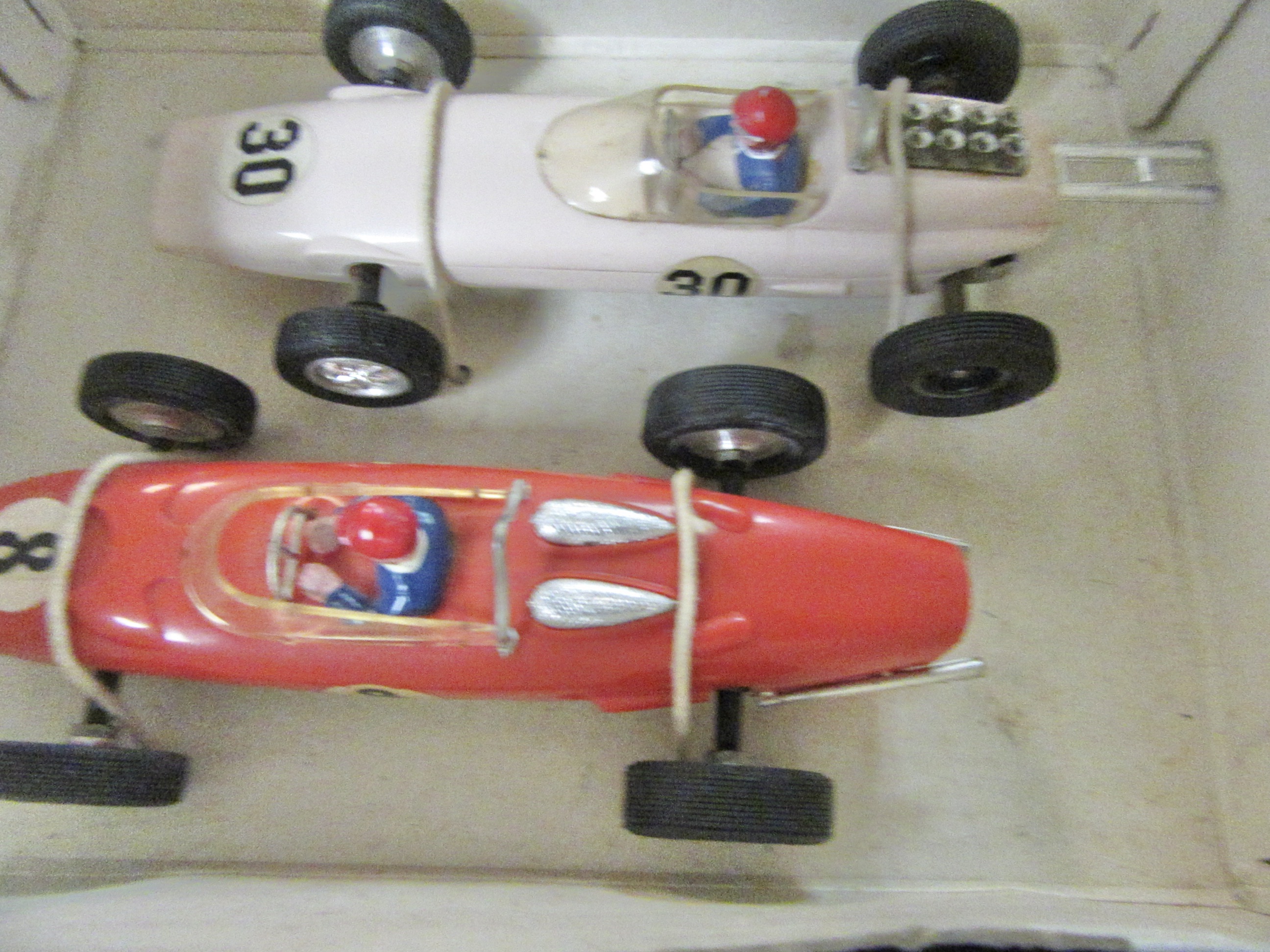 CLOSEUP OF THE 1/24TH SCALE FERRARI 156 AND THE LOTUS 25
