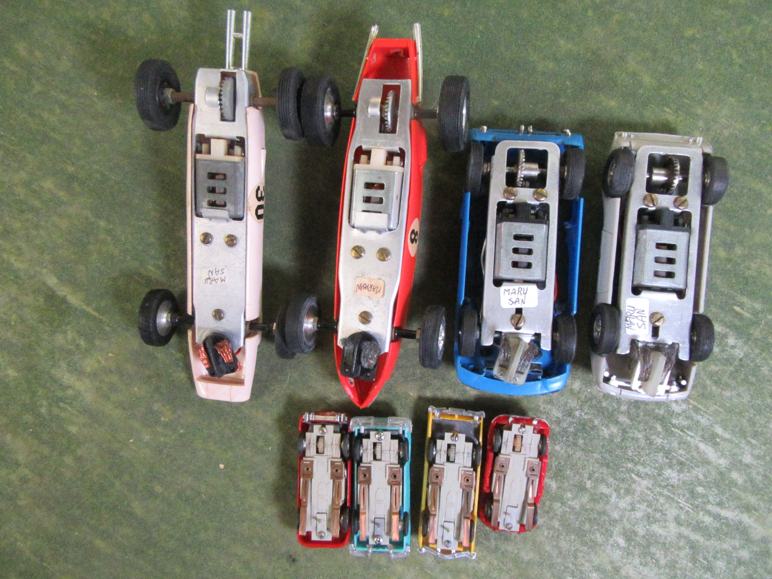 CHASSIS FROM ALL 3 HURRICANE SETS,HO, 1/32ND, AND 1/24TH SCALE
