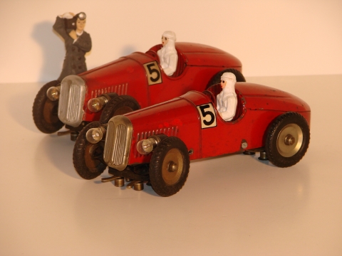 2 VERY RARE TINPLATE 1925 INSPIRED ALFA ROMEOS MADE IN 1934.VERY RARE