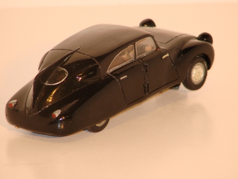 REARVIEW OF THE 1/32ND SCALE WOOD BODY 1937 TATRA T87.