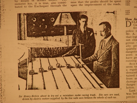 1931-32 AUTOCAR ARTICLE ON THE SET IN THE HOME OF MR KENNEDY WITH SIR BIRKIN RACING A BUGATTI.